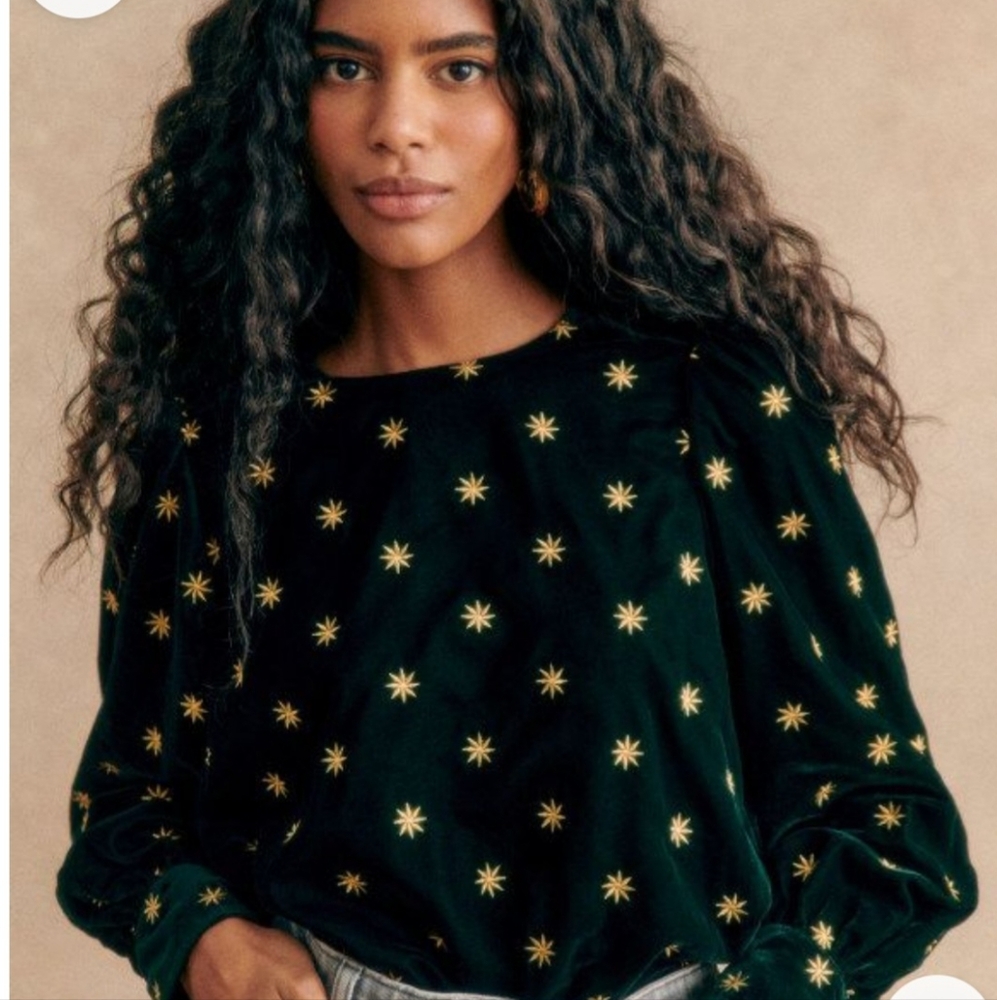 Sezane Linon Blouse Emerald Green NWT